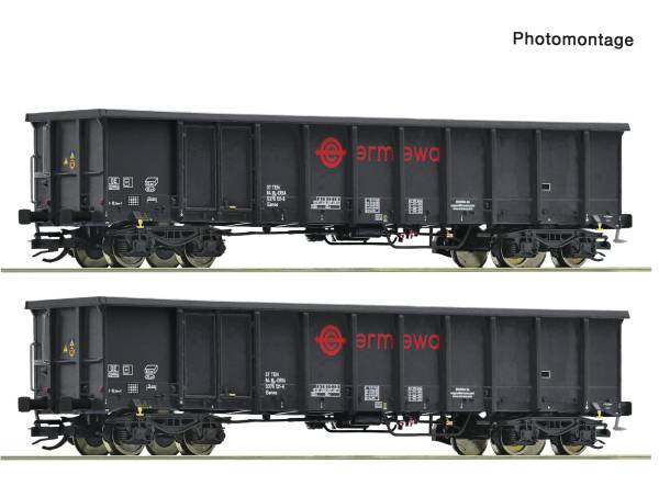 ROCO 6680053 - 2-tlg. Set: Offene Güterwagen, Ermewa